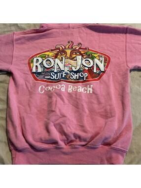 Youth Kids Girls Pink Ron Jon Surf shop hoodie pull over size m/l Beach Outdoors